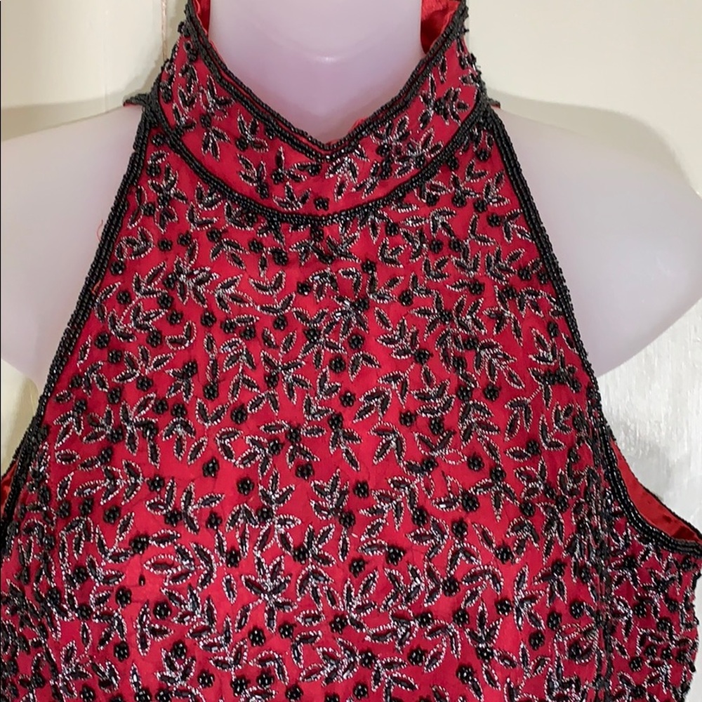 Papell Boutique Evening Silk Beaded Top - Picture 2 of 13
